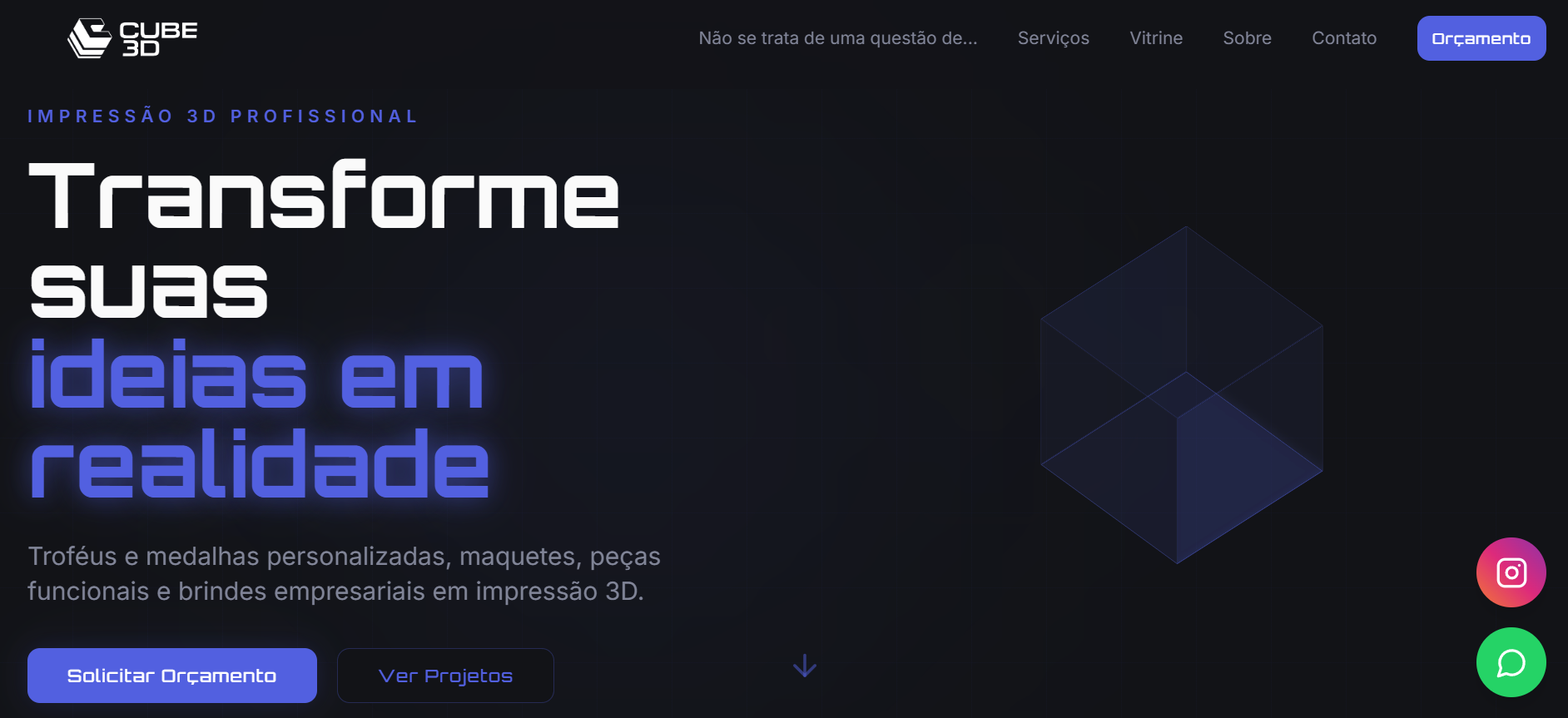 Preview do site Cube 3D